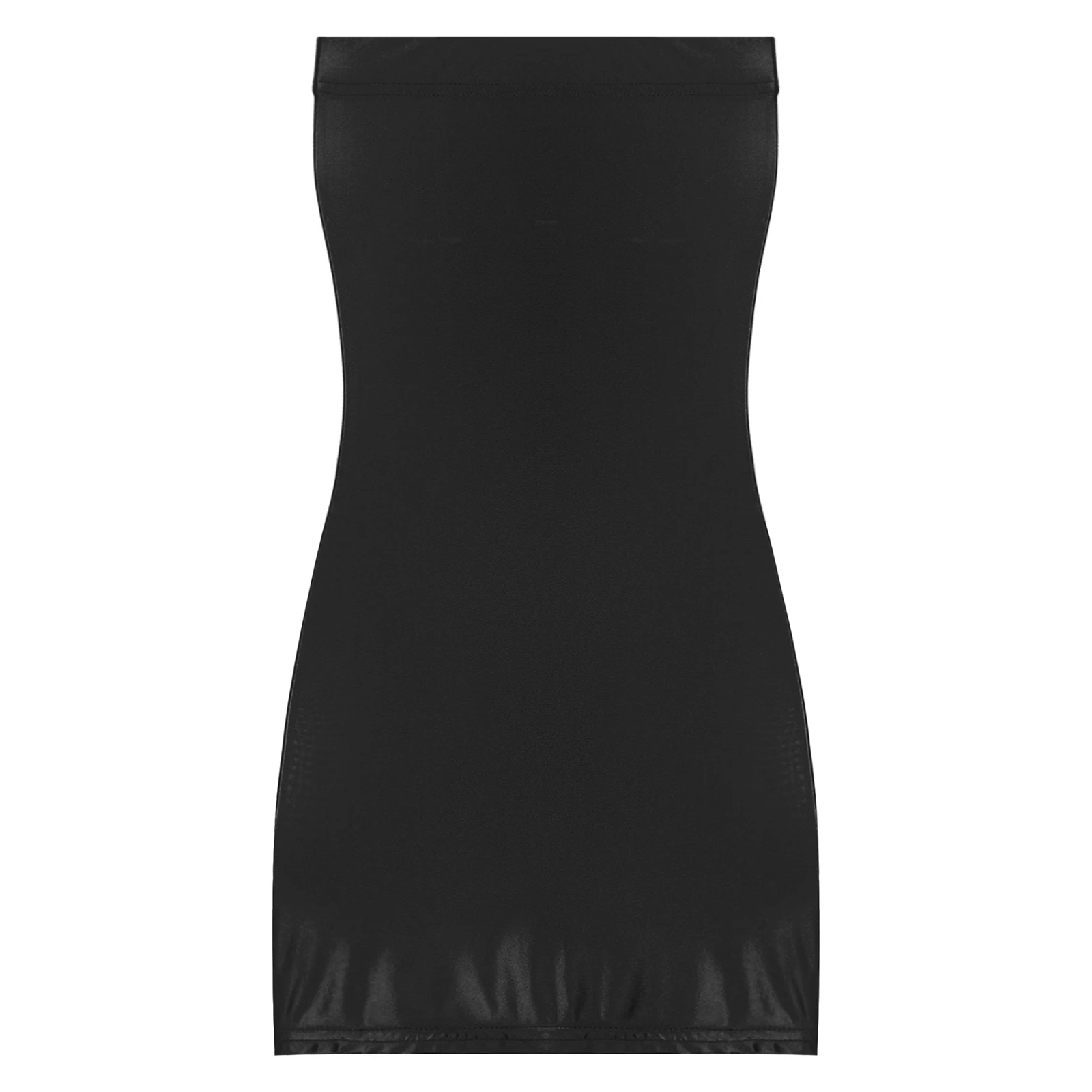 Damen glänzendes figur betontes Kleid ärmel los träger los durchsichtig dehnbare Bleistift kleider schiere Mini kleid Party Clubwear Nachtwäsche