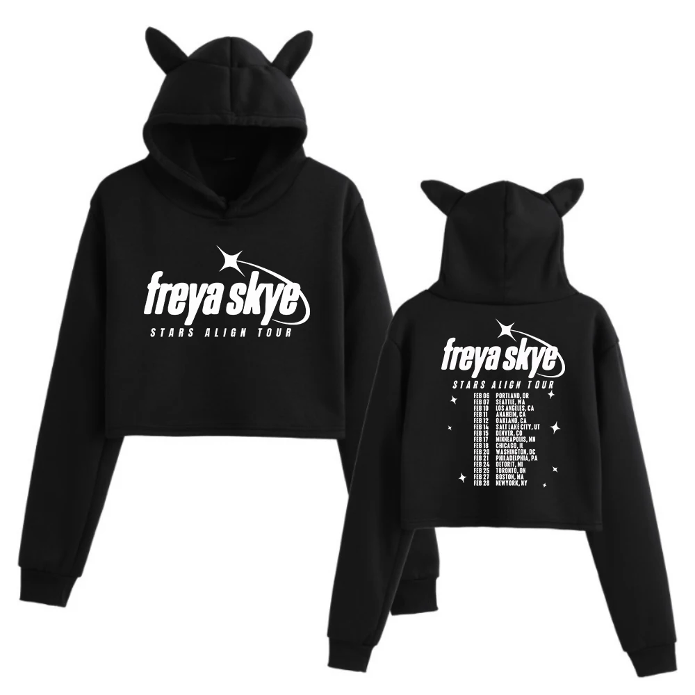 

Freya Skye Stars Align Tour 2026 Cat Ears Sweatshirt Crop Tops Long Sleeve Girls Fashion Hoodie