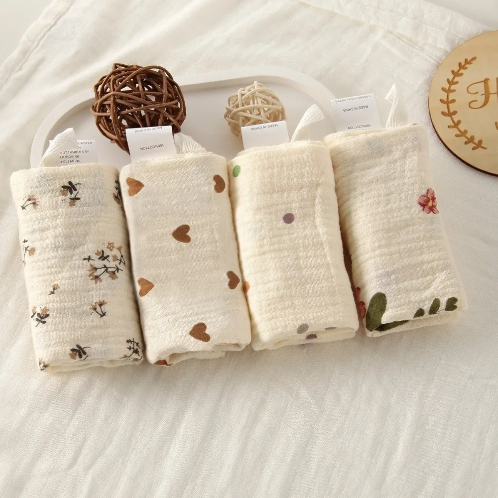 New 4-Layer Pure Cotton Cotton Washcloth Soft Gauze Cotton Square Towels Towels Absorbent Newborn Burp Cloth