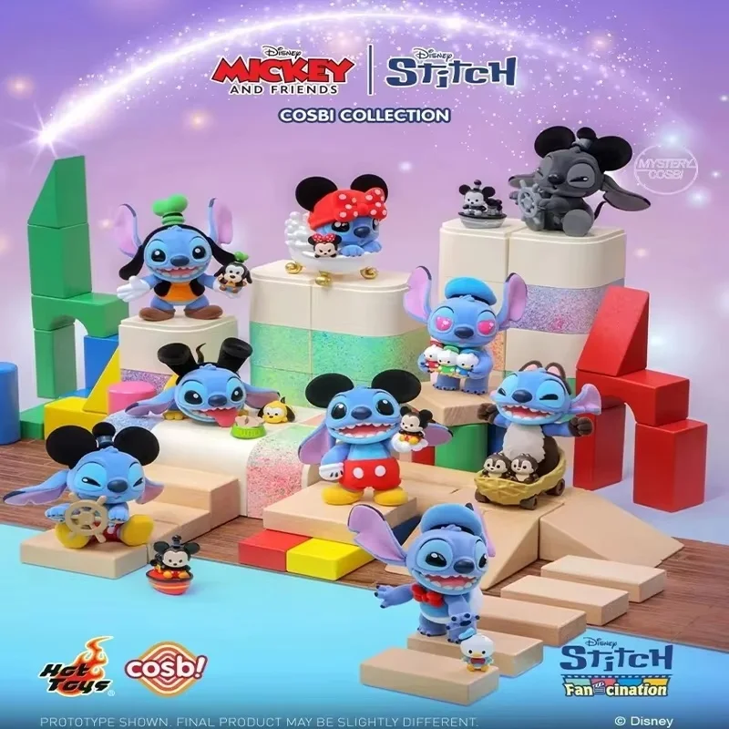 Zabawka kolekcjonerska Disney Crazy Series - Figurka z kreskówki w niespodziance, Myszka Miki i Stitch, modna dekoracja na biurko dla dzieci, prezent na Boże Narodzenie