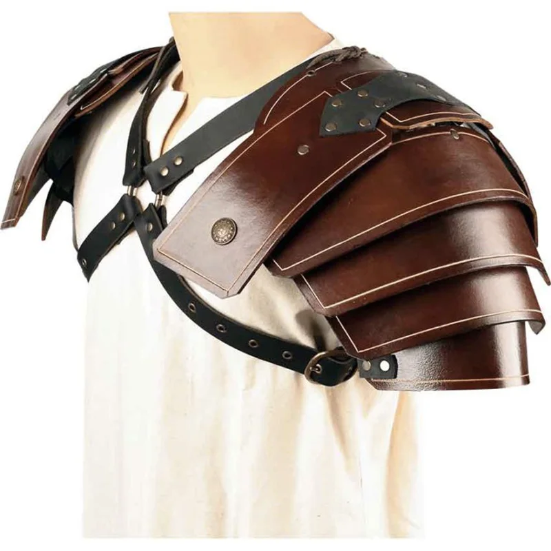 Ancient Roman Legion Warrior Shoulder Armor Greek Gladiator PU Leather Pauldrons Medieval Knight Cosplay Costume Halloween Props