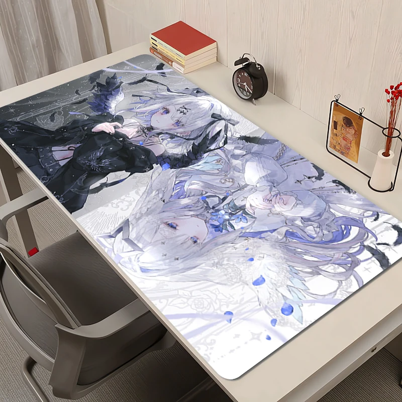 

Mouse Pad Laptop Gaming Anime Hololive Extended Desk Mat Black And White Kawaii Mousepad PC Angel Girl Amane Kanata Keyboard Pad