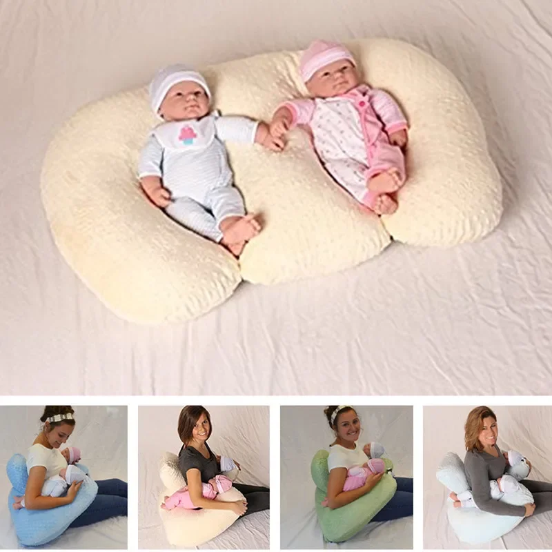 Baby Twin Pillow Nursing Breastfeeding Pillow Anti-spitting Feeding Cushions Baby Nest Suitable for Mothers to Feed Infants