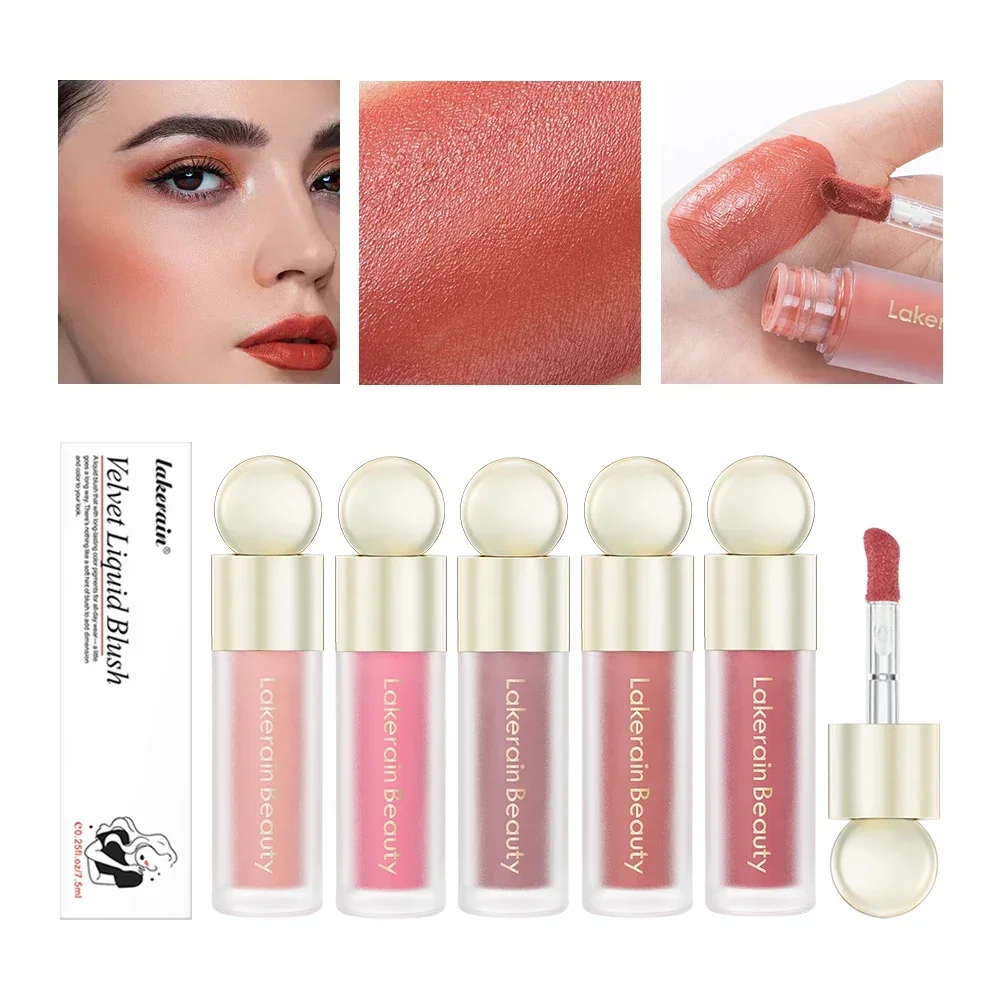 

5 Colors Liquid Blush Waterproof Sweatproof Brighten Cheeks Rouge Nude Color Matte Contouring Powder Blusher Liquid Face Makeup