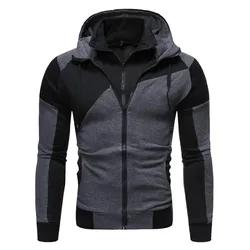 Men's Hoodies Jacket Slim Fit Hooded Zipper Patchwork Coats Man Solid Thicken Warm Sweatshirt Men's Casual Outdoor Clothing Tops