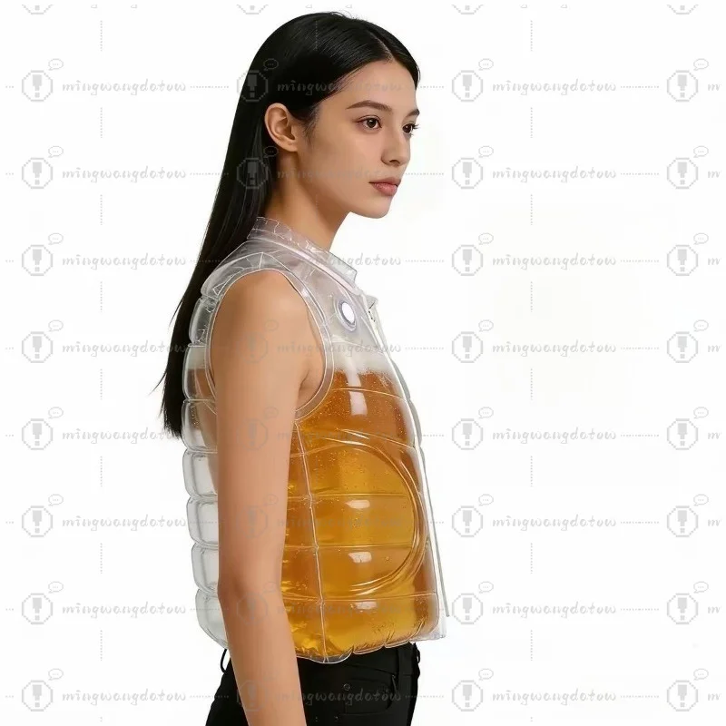 Transparent Beer-Filled Jacket Funny Gag Gift Beer Drinking Jacket for Pool Party Festival Carnival
