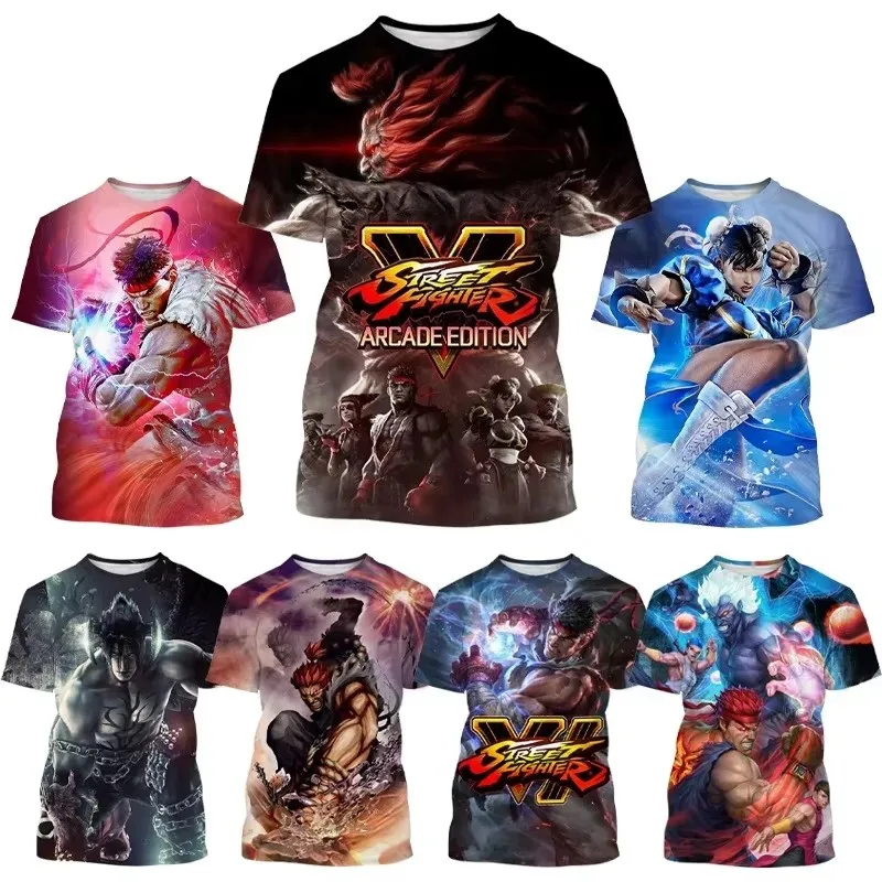 Summer Fashion Mens Clothing T-shirts Popular Game Street Fighter V Men's 3d Printing Casual T-shirt Round Neck Unisex Tops Tees