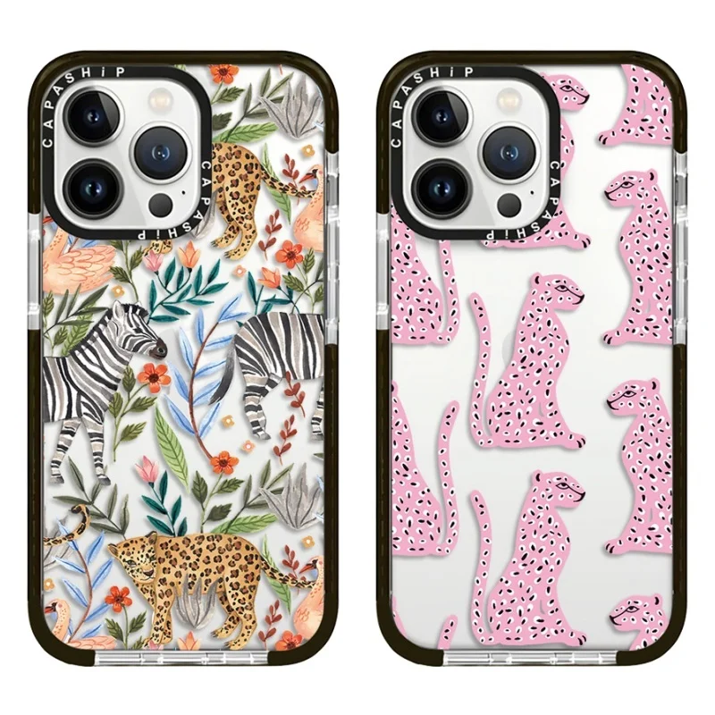 Pink Leopard Money Leopard Zebra Plant Case For iPhone 16 15 14 13 12 11 Pro X XS XR Max 7 8 Plus Soft TPU Shockproof Back Cover