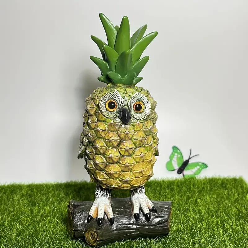 Cute Pineapple Owl Resin Ornament Set Beautiful Desktop Decor Resin Handmade Crafts for Halloween Party Home Decoration