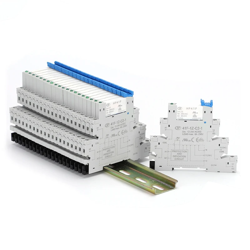 6A 1CO Relay 41F-5-ZS 41F-12-ZS 41F-24-ZS 5V 12V 24V DIN Mount with LED High Frequen Utra-thin Slim/SSR Relay