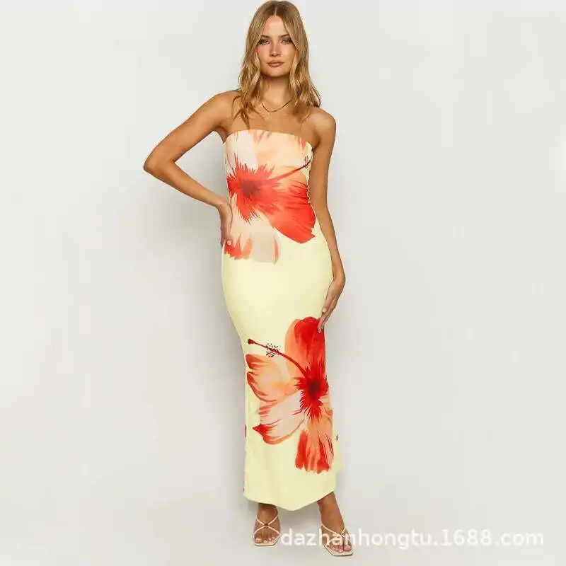 Women Floral Pirnt Bohenmia Dress Strap Camisole Dress 2025 Spring/Summer Flower Printed Dress