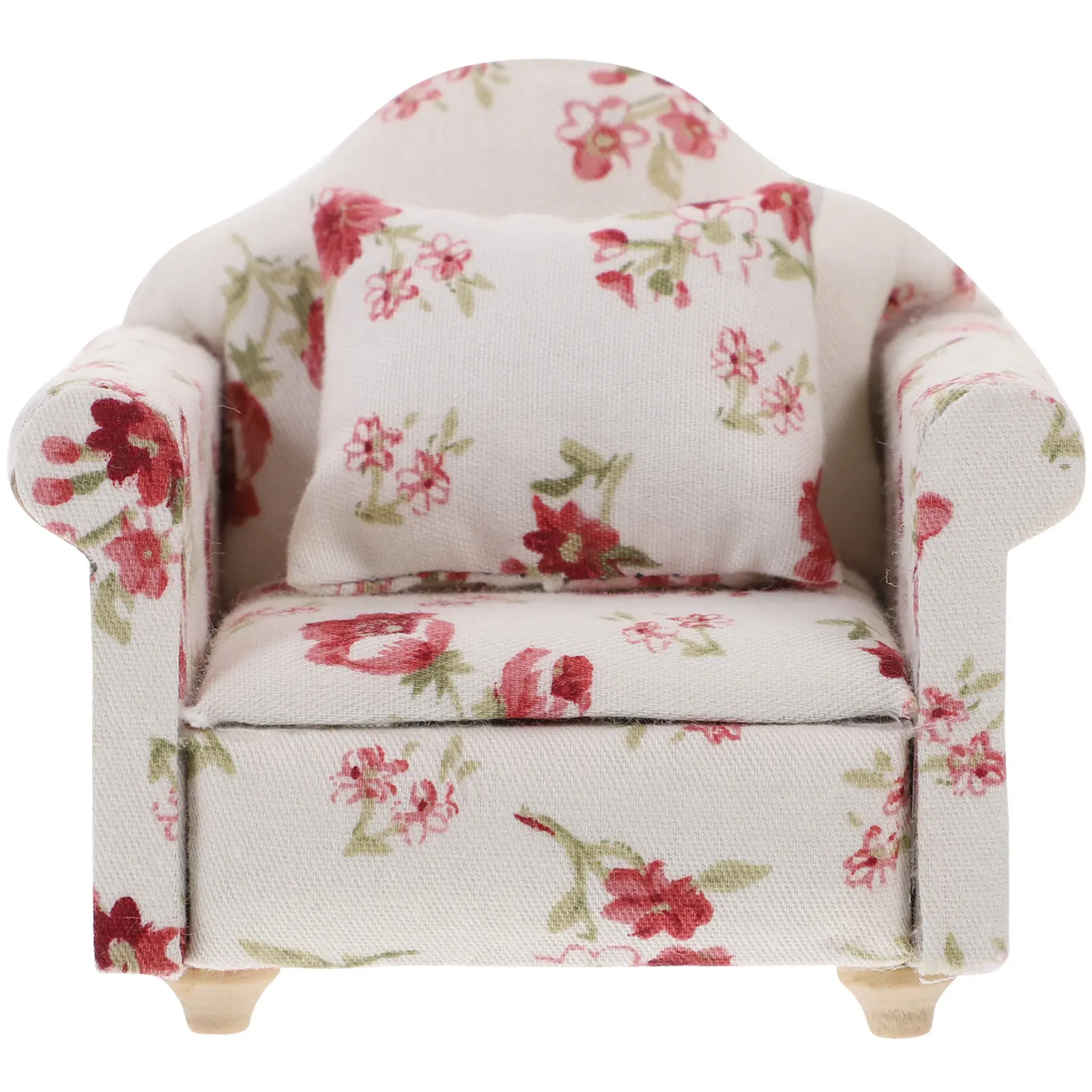 

1Pcs 1:12 Scale Mini House Sofa Wooden Frame Cloth Cushion Exquisite Workmanship Portable Living Room Bedroom Decoration