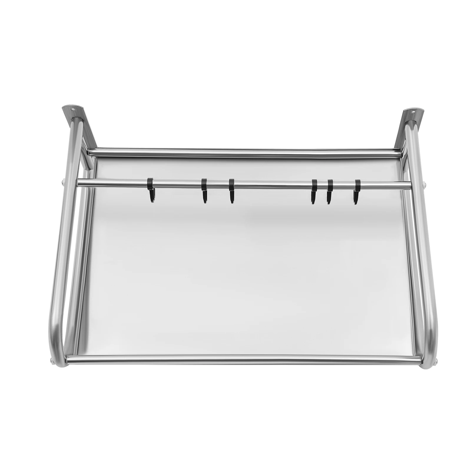 Edelstahl-Mikrowellenherd-Regal, Wandmontage, Küchenregal, Regale, Theke, neu, mit 6 Haken für Küche, Arbeitszimmer, Balkon – Detail 3