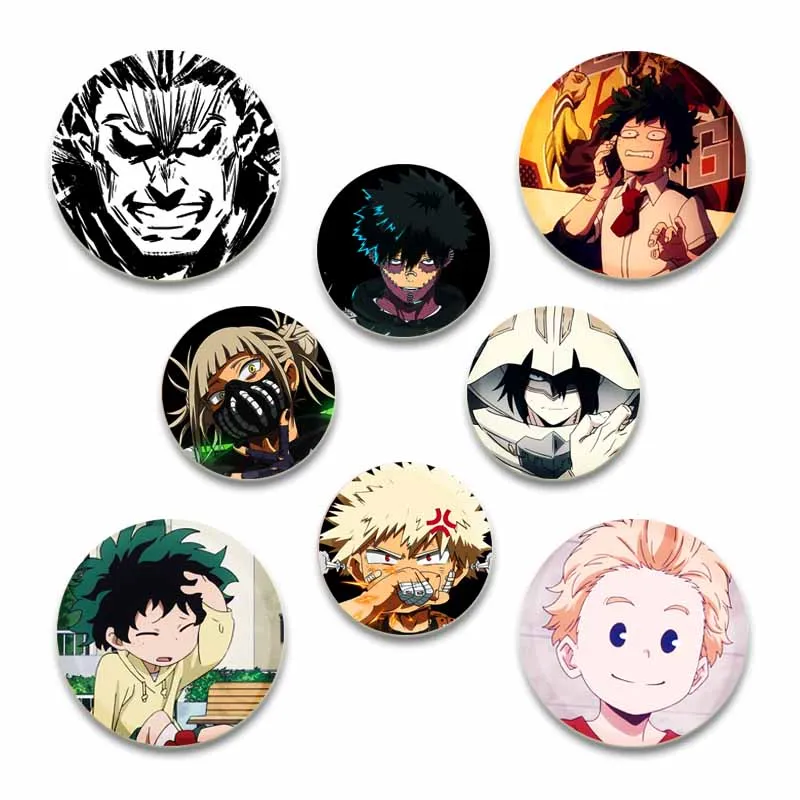 32/44/58mm Anime Character Izuku Midoriya/Katsuki Bakugou/Ochako Uraraka Badge Button Pins Snap-on Brooch for Clothes Decoration