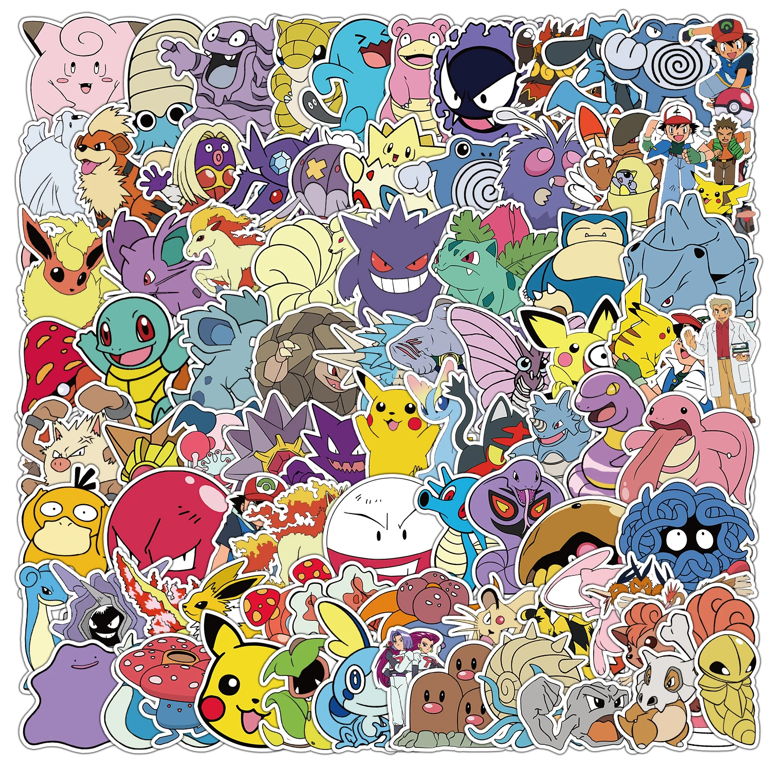 50/100pcs Pocket Monsters Graffiti Stickers Decor Helmets Skateboard Pokemon DIY Waterproof Children Stationery Reward Sticker