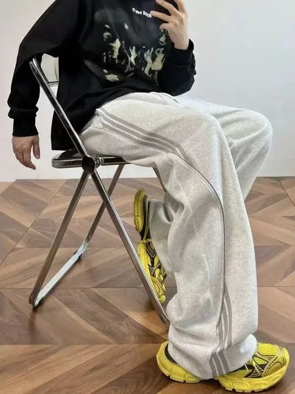 

Мужские спортивные брюки Cleanfit в полоску, свободные, с широкими штанинами, повседневные, в американском стиле, для весны и осени, модный тренд