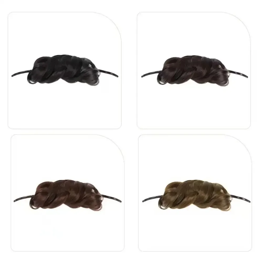 Parrucca sintetica con panino arrotolato, bastoncino per capelli da donna, capelli a spirale, boccioli di fiori, testa di fiori per aumentare il volume