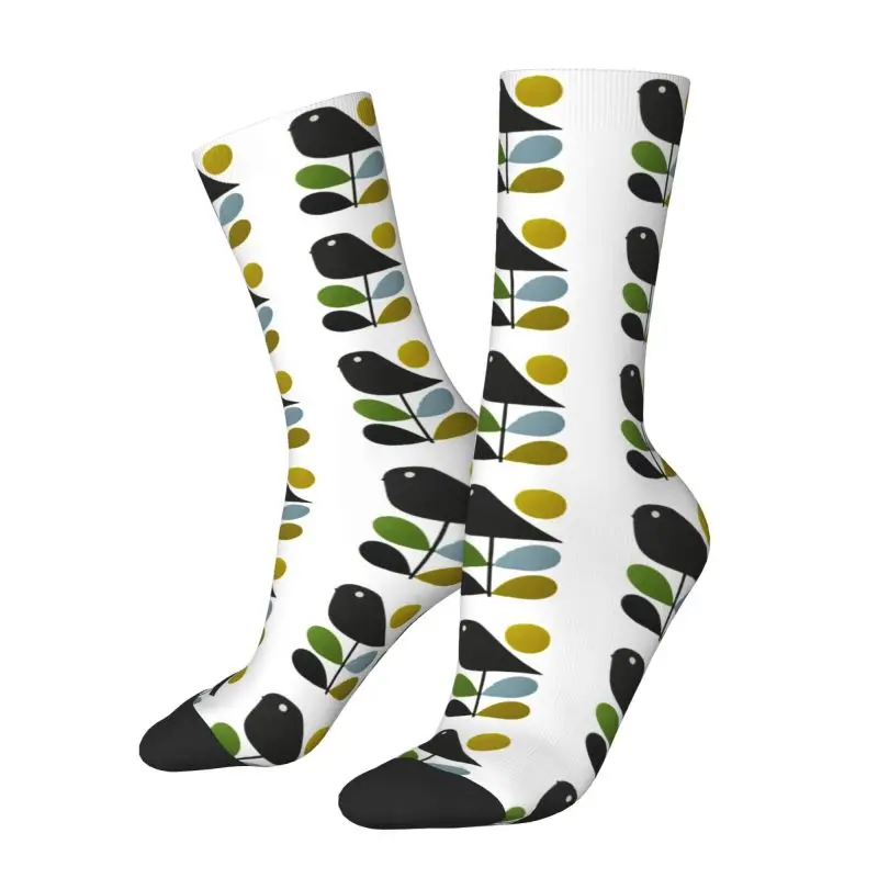 Custom Funny Abstract Orla Kiely Bird Socks Women Men Warm 3D Print Mid Century Scandinavian Sports Basketball Socks