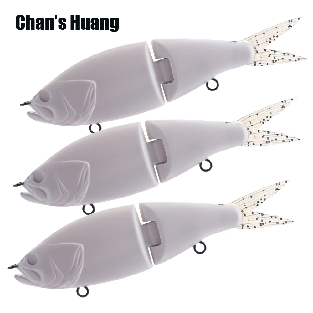 chans huang unpainted glide fishing lures blank shad isca flutuante dificil artificial corpo de segmentos swimbait 155 centimetros 36g pcs lot 01