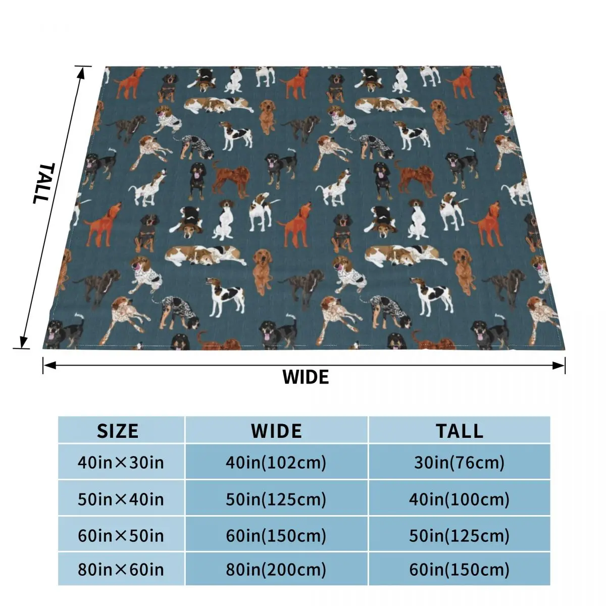 Coonhounds on Dark Teal Throw Blanket Polar Soft Blankets