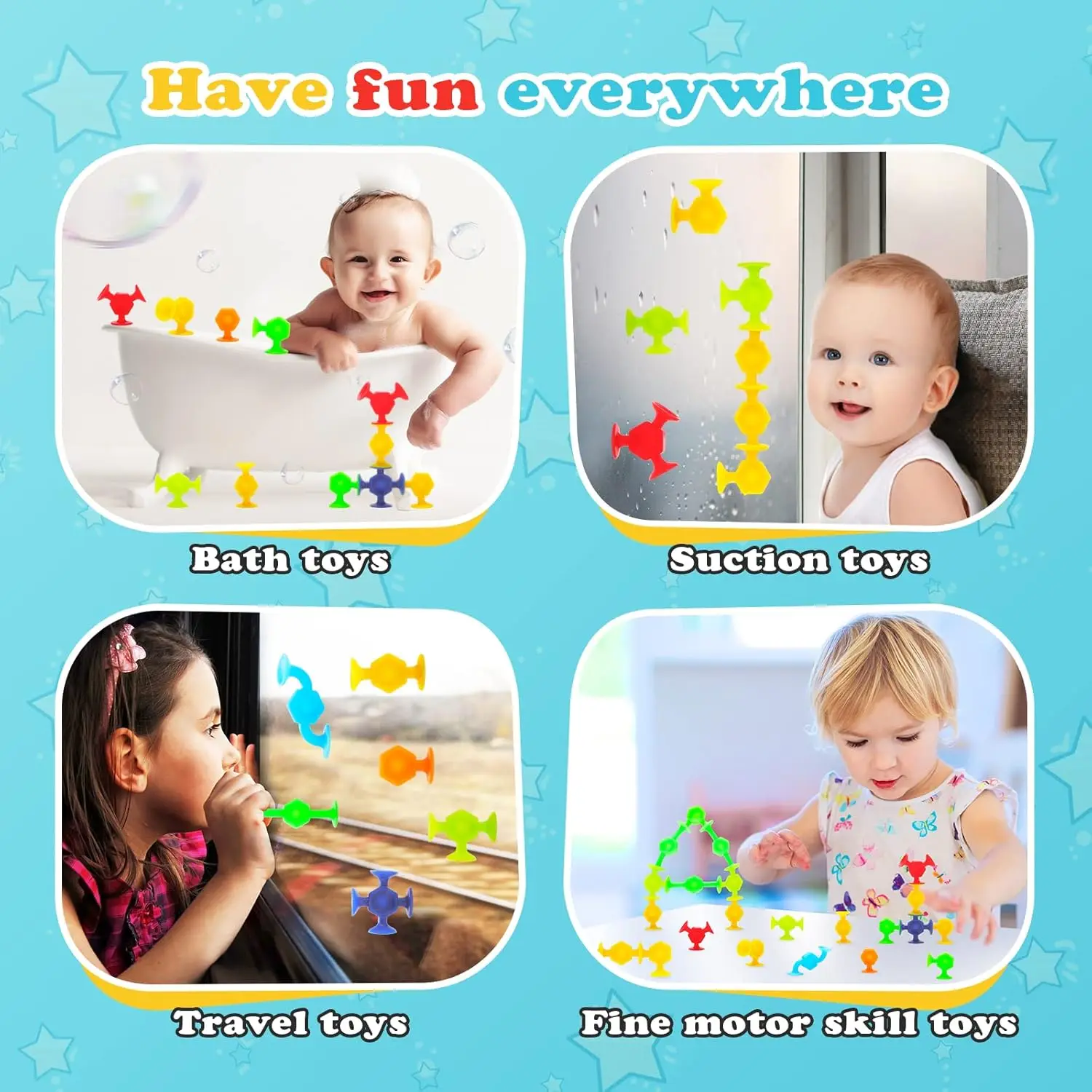 24 pçs otários montados brinquedos engraçado bloco de silicone modelo brinquedo de construção otário ventosa bloco de construção educacional crianças brinquedo