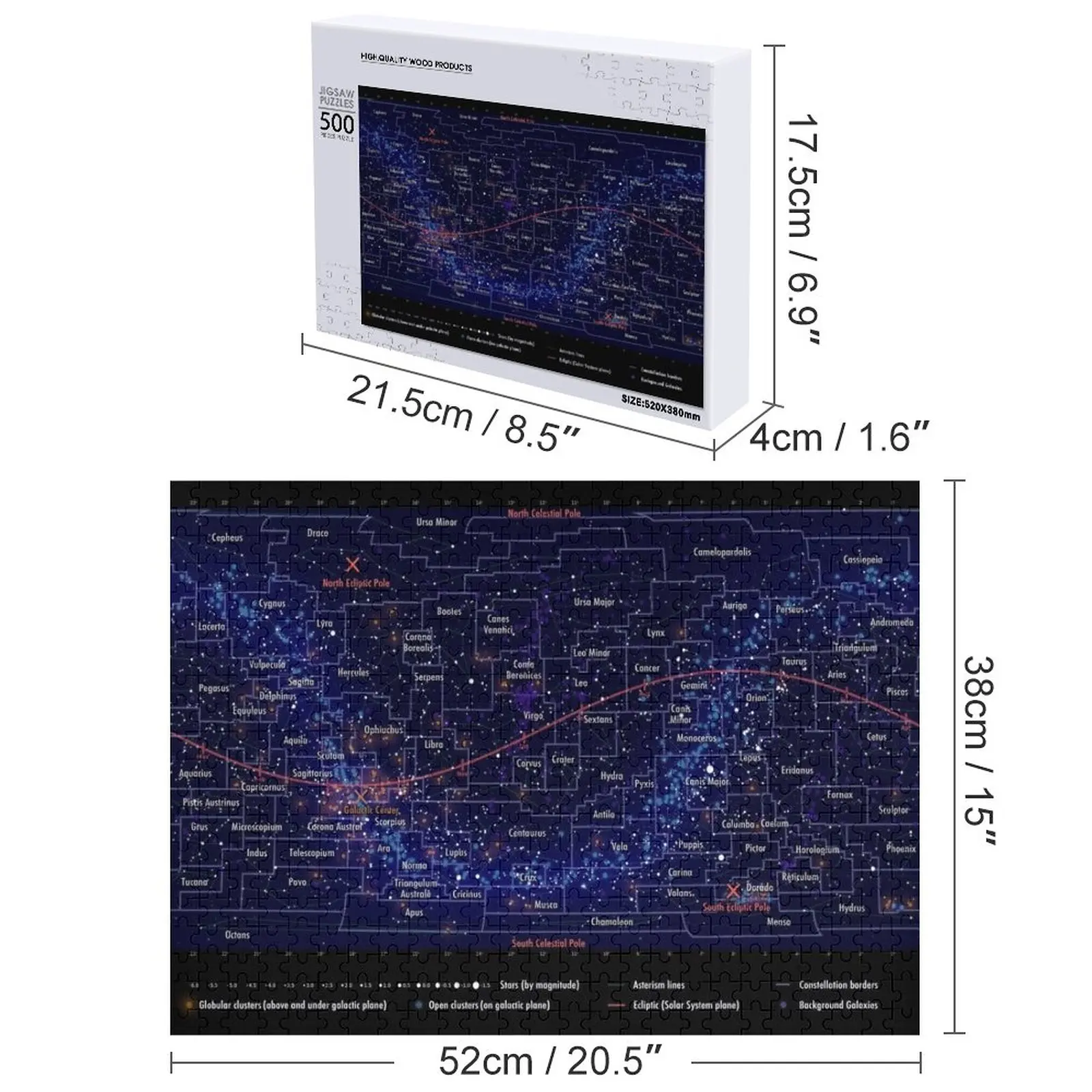 Rompecabezas portátil del mapa de la constelación madera adultos regalos personalizados foto rompecabezas