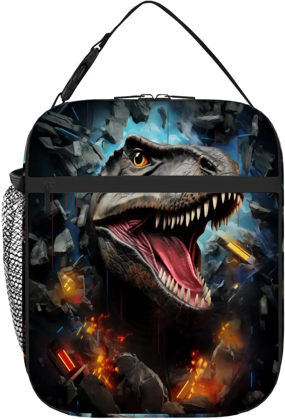 Dinosaur Lunch Box for Boys Men, Funny Dinosaur Broken The Game Wall Lunch Bag, Meal Tote for School, Work, Picnic