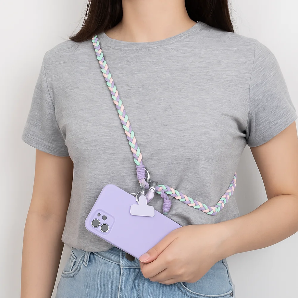 

Милая нейлоновая цепочка через плечо для телефона «сделай сам», длинная подвесная цепочка для телефона с защитой от потери, диагональные украшения, ремешок для мобильного телефона, женская девушка