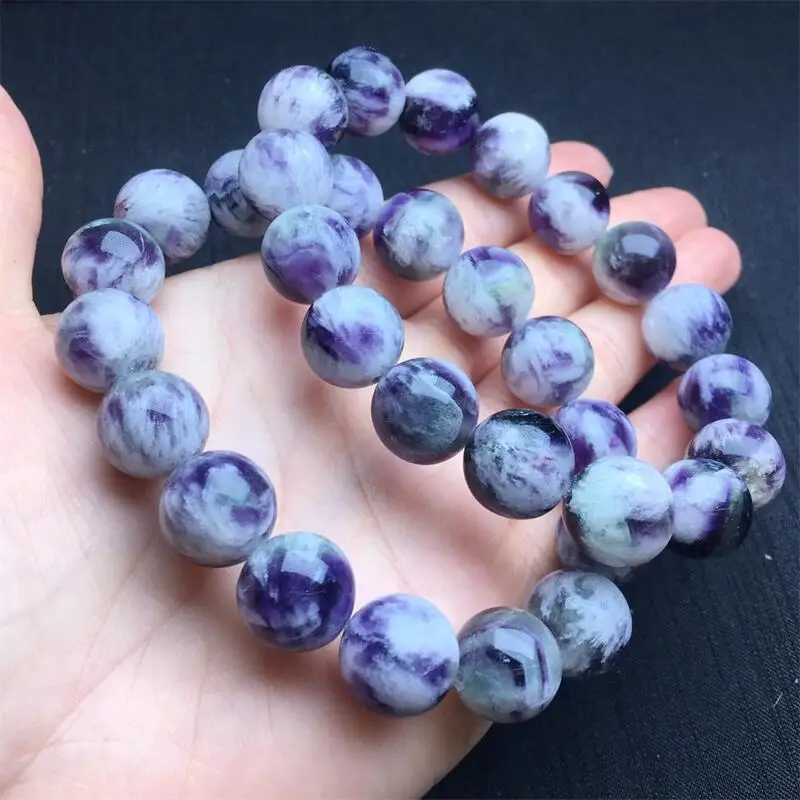 12MM Natural Feather Fluorite Quartz Bracelet Women Reiki Healing Fengshui Elastic Yoga Energy Wristband Jewelry Gift 1PCS