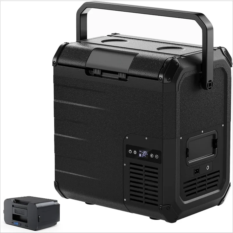 

D18 19Qt/18L 12V Car Refrigerator with Detachable Battery – Solar/AC/DC Powered Car Freezer, -4℉~50℉, Ultra-Quiet 12/24V