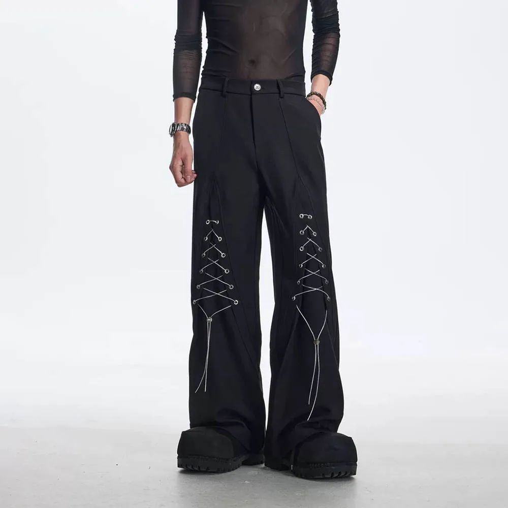 

Autumn Men's Chain Straight Suit Trousers American Fashion Trend High Street Casual Loose Breathable Niche Men's Bottoms 2025