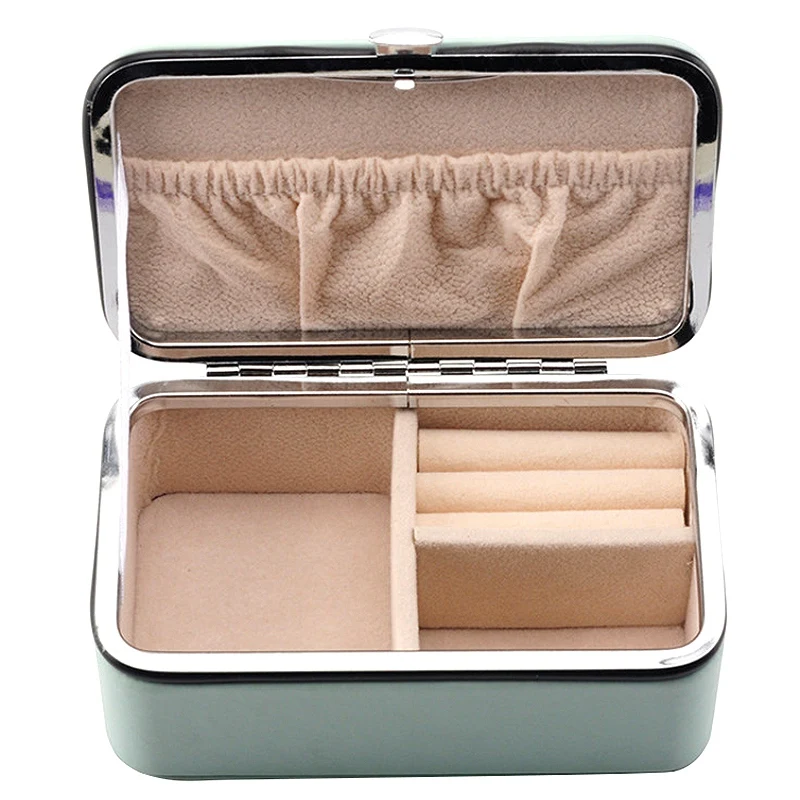 منظم المجوهرات عرض صناديق المجوهرات السفر صندوق مجوهرات محمول بو الجلود شبكات تخزين قلادة أقراط صندوق