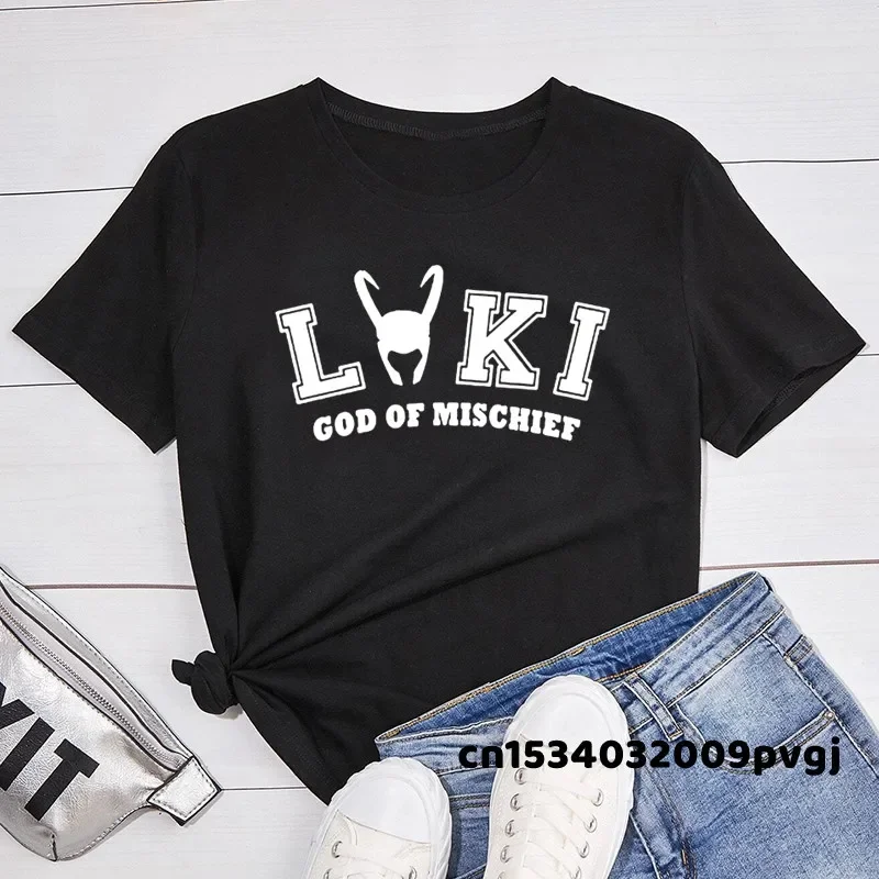 Loki God of Mischief T Shirt Women Men Horned Helmet Superhero Loki T-Shirt Funny Tv Series Short Sleeve T-shirts Streetwear