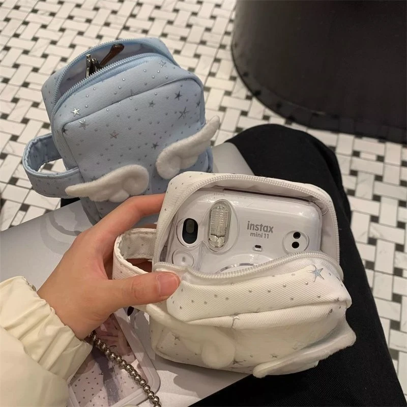Girl Heart Star Angel Wings Makeup Bag High Aesthetic Large Capacity Camera Bag Cute Handle Storage Pouch
