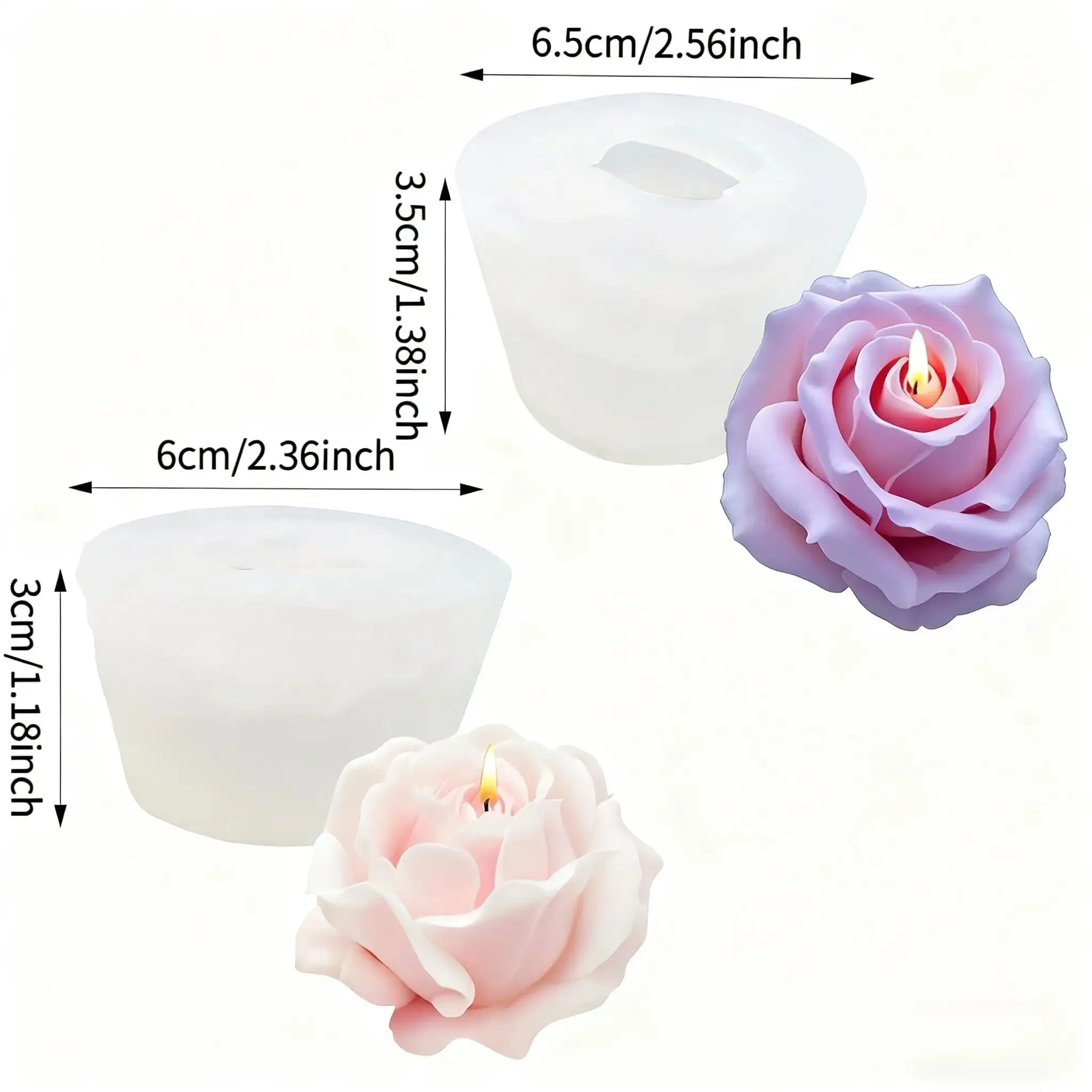 قطعتان من قوالب شموع السيليكون الوردية ثلاثية الأبعاد الرومانسية - قوالب زهور عالية الجودة قابلة لإعادة الاستخدام، مناسبة للشمع العطري، صابون مصنوع يدويًا، صناعة الراتنج - هدايا عيد الحب وعيد الأم، تصميم بتلات رائعة، نسيج ناعم