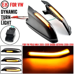 2PCS For VW Polo MK4 9N 05-09 For Skoda Octavia MK2 1Z 04-10 LED Rearview Mirror Indicator Blinker Light Dynamic Turn Signal