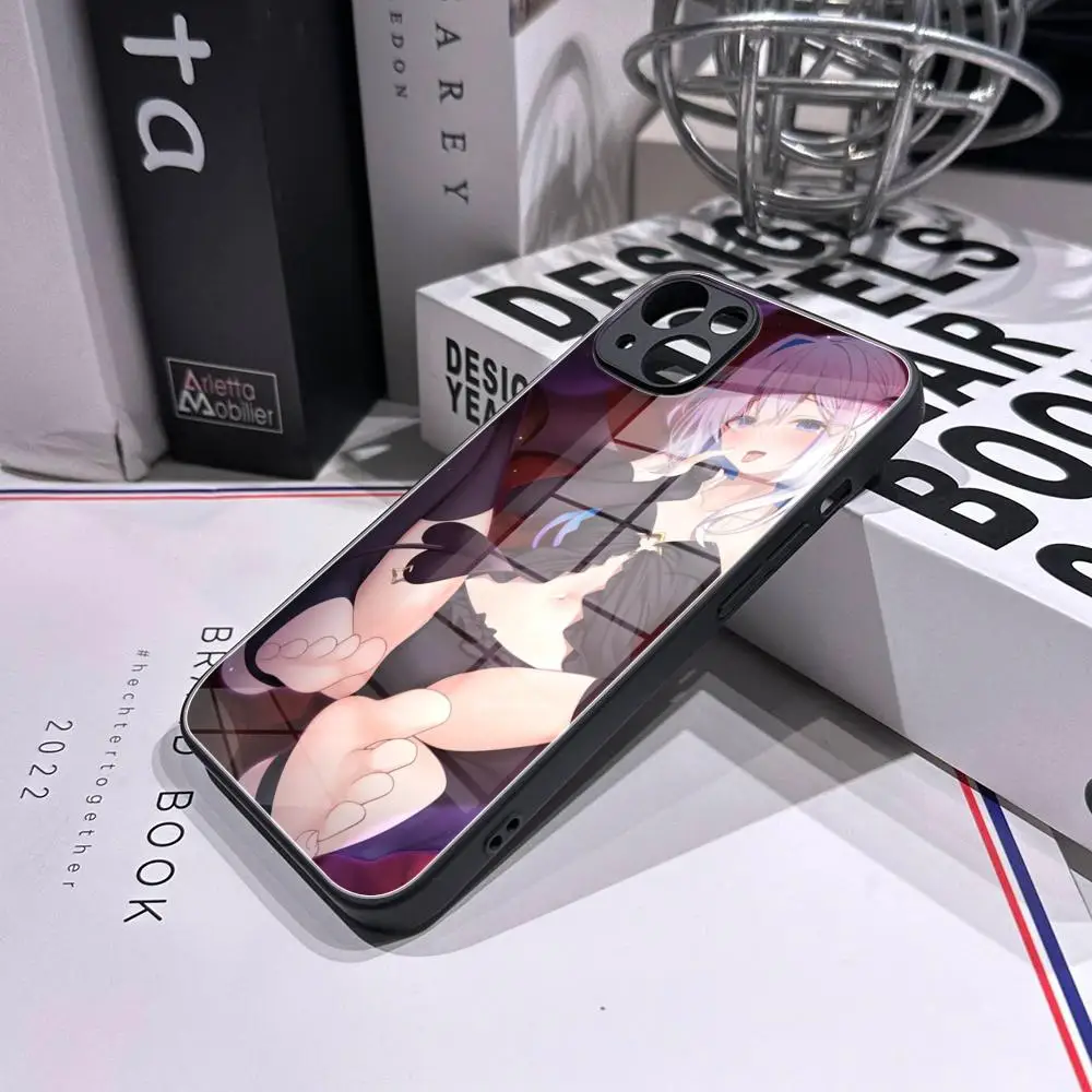 حافظة هاتف Hololive Amane Kanata من الزجاج المقسى لهاتف آيفون 17 16 15 Pro Max 14 13 12 Mini Plus حافظة هاتف سامسونج S25 24 Ultra