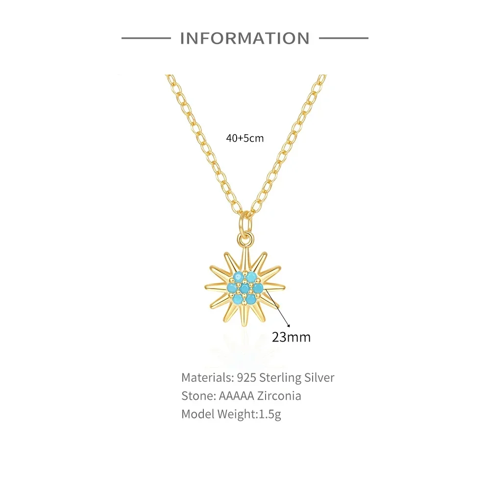 VAL 925 Sterling Silver 18K Gold Color Natural Stone Necklace Turquoise Butterfly Pendant Chain Women's Fashion Jewellery Gifts