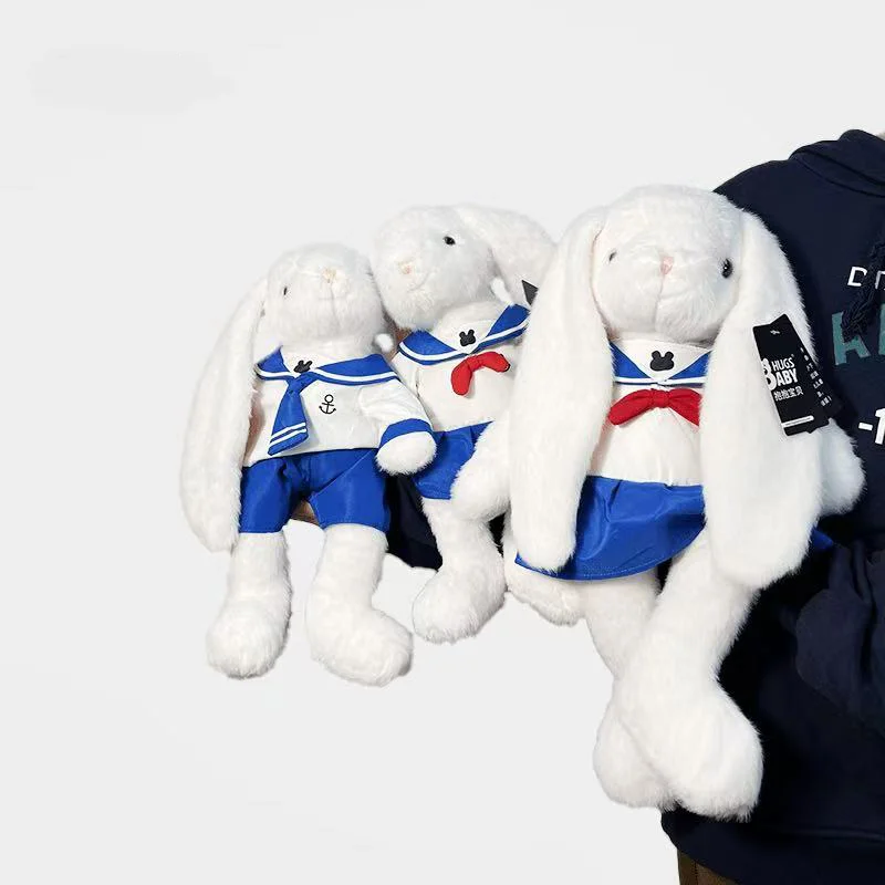Kawaii 35 سنتيمتر لوب أرنب لينة محشوة لطيف الأرنب فستان دمية على شكل حيوان ملحق يمكن تغيير الملابس للأطفال الفتيات الهدايا ديكور
