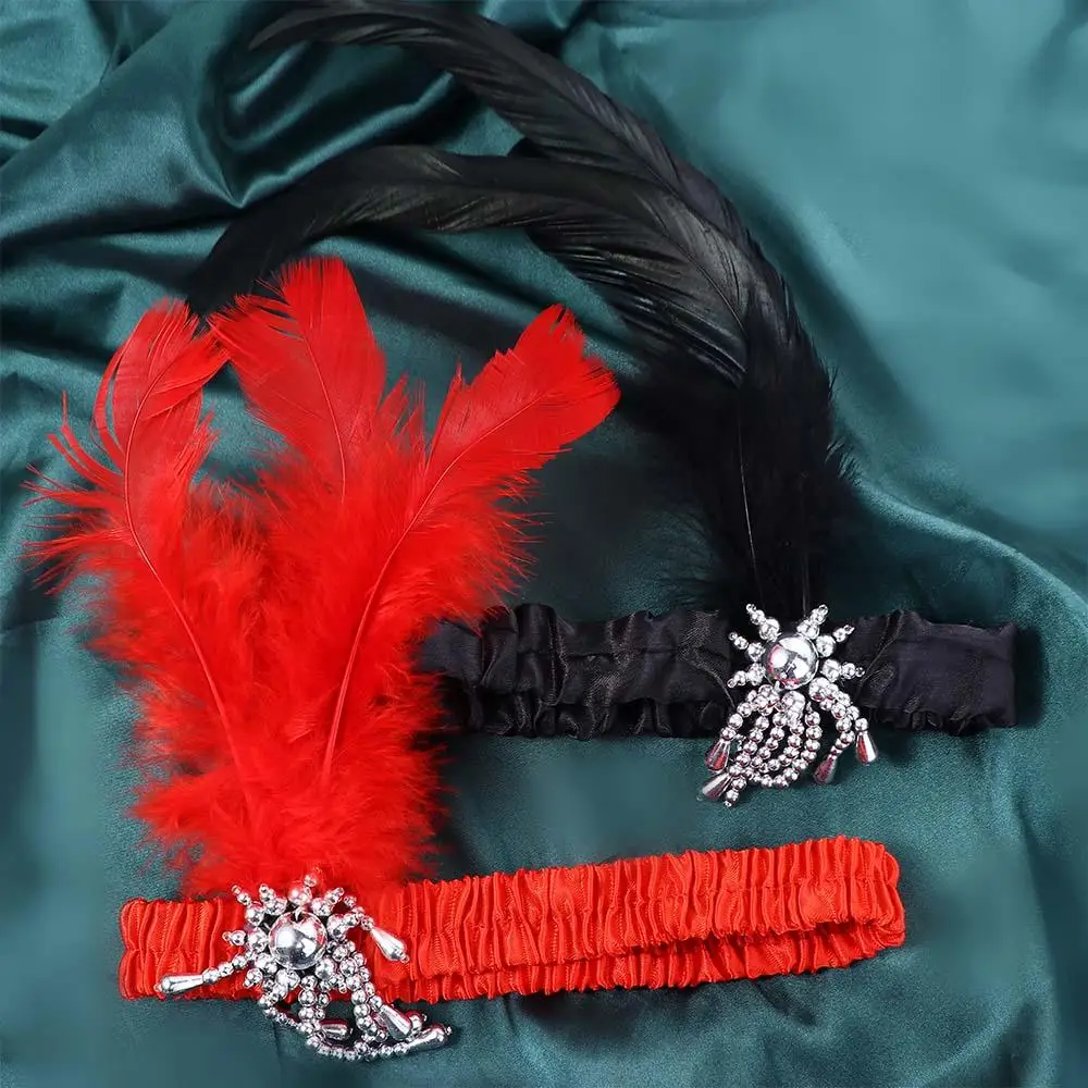 Chain Gatsby Cosplay Dress Headwear Korean Style Headband Feather Headwear Elastic Masquerade Party Hair Accessories view 4