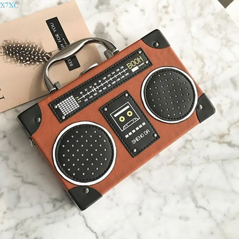 

X7XC Women Tape Shaped Shoulder Bag Radio Bag Leather Clutches Purse