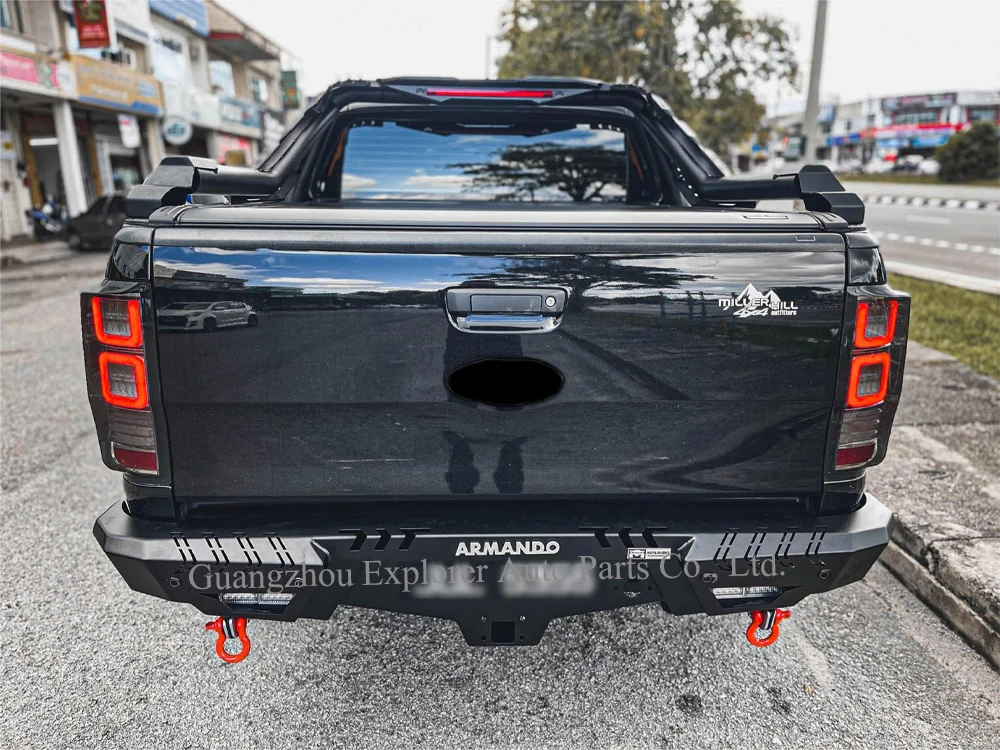 Armando Steel Rear Back Bumper For Ranger T6 T7 T8 Raptor 2012-2021 With Led Light Shackle Car Exterior Accessories Bumper