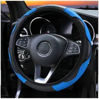 New Car Steering Wheel Cover Anti Slip Carbon Fiber Sports Part Non Inner Ring Elastic Belt Elastic Leather Handle Cover