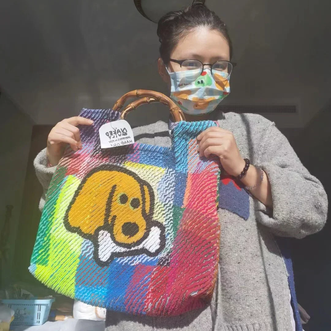 Bolso de mano con estampado de hueso de perro para mujer, bolsa de hombro de alta capacidad, gradiente, a la moda, nuevo