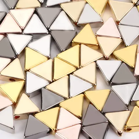 7mm 30pcs Multicolor Triangle Copper Metal Beads Loose Spacer Beads For Jewelry Making Diy Charms Bracelet Necklace Accessories