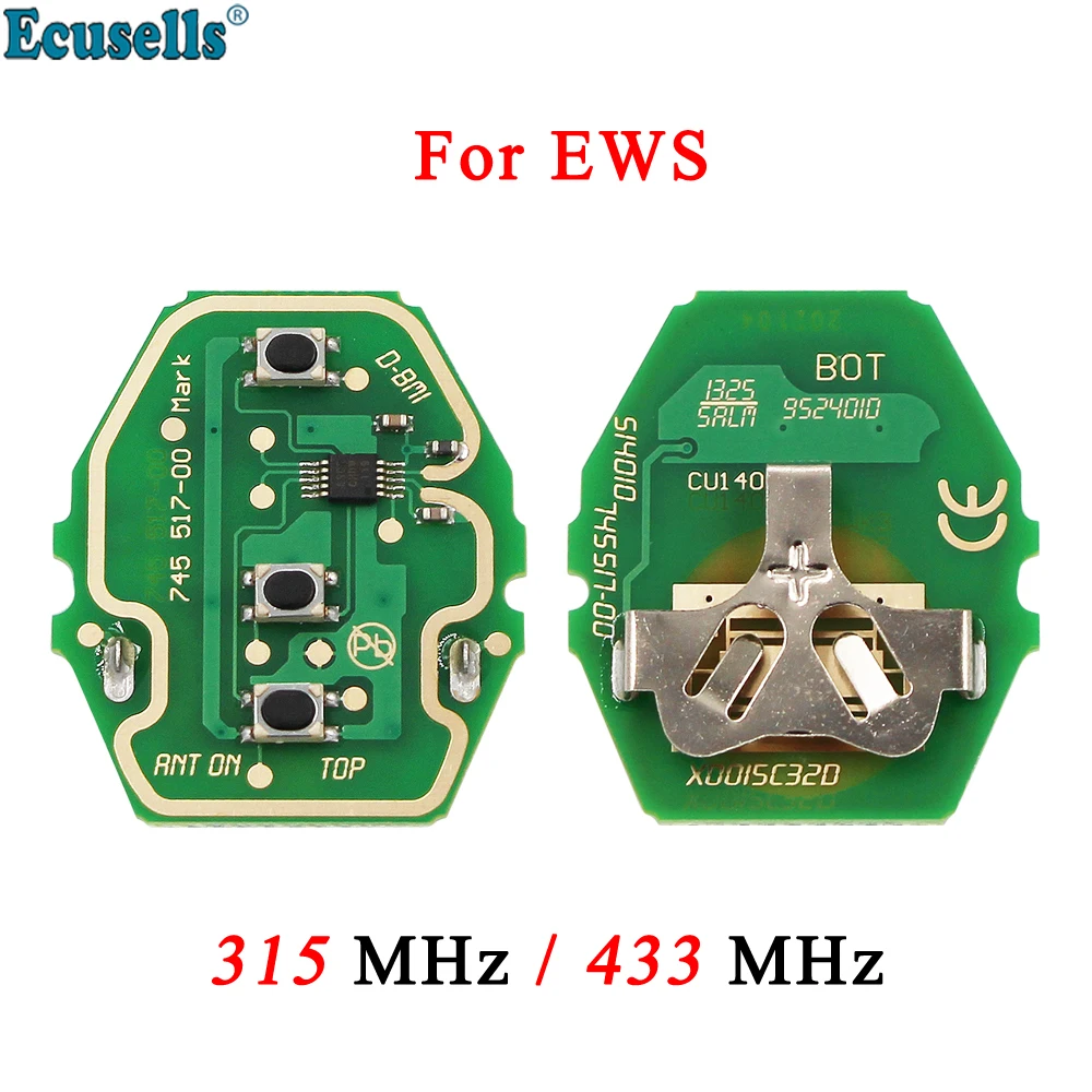 

Ecusells EWS печатная плата дистанционного управления 315 МГц или 433 МГц для BMW 3 5 серии X5 3 кнопки Алмазный брелок для автомобильного ключа PCB