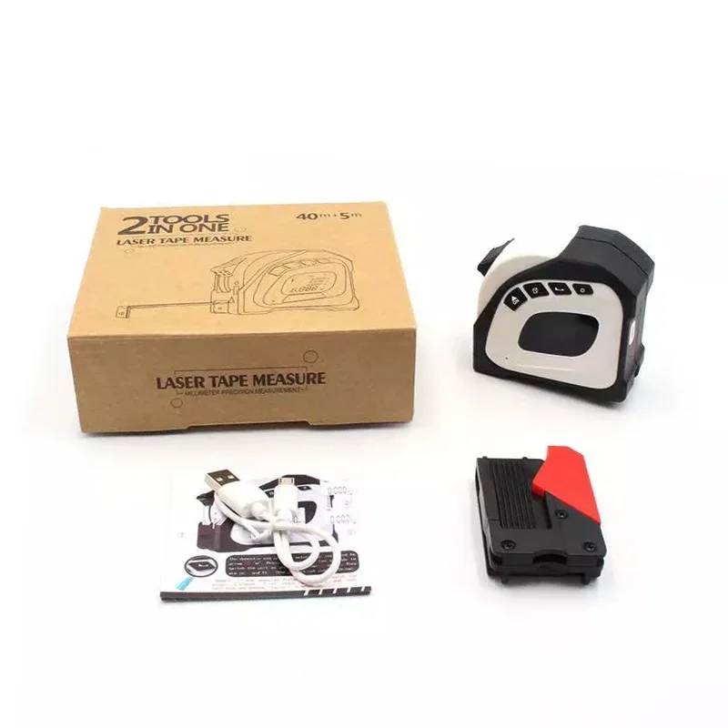 JBS جهاز قياس المسافة بالليزر بالأشعة تحت الحمراء الذكي بشريط 5 أمتار ومدى قياس 40 مترًا