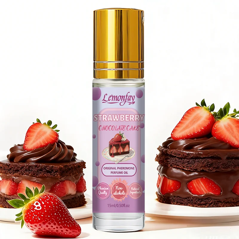 Aceite de Perfume con Feromonas de Pastel de Chocolate y Fresa Lemonfay |   Aroma Dulce y Gourmand |   Fragancia Portátil en Roll-On Sin Alcohol de 15 ml