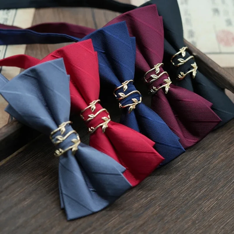 New British Style Formal Gentlemen Bow Ties Metal Floral Red Navy Black Bow Knot Wedding Party Groom Butterfly Shirt Suit Cravat