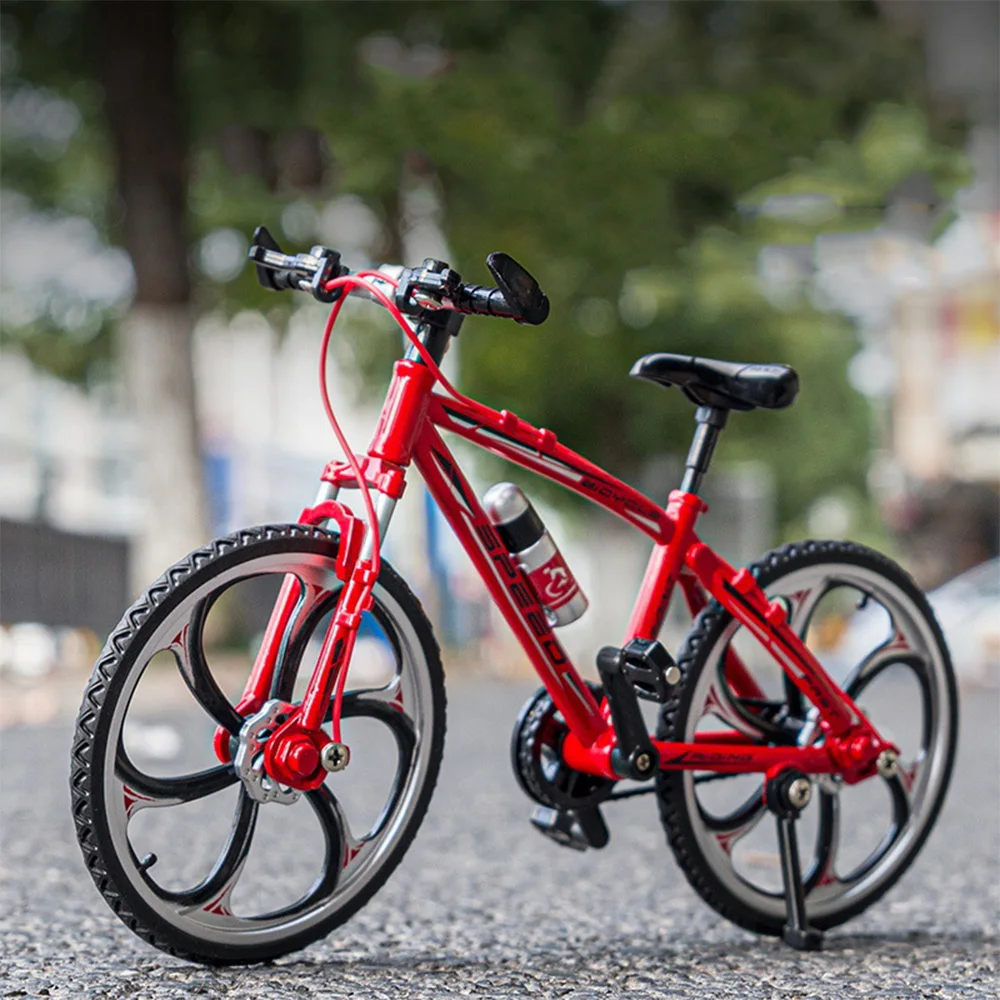 Mini jouet de vélo de doigt, vélo de montagne de doigt, alliage pliable, décoration de bureau à la maison (rouge)